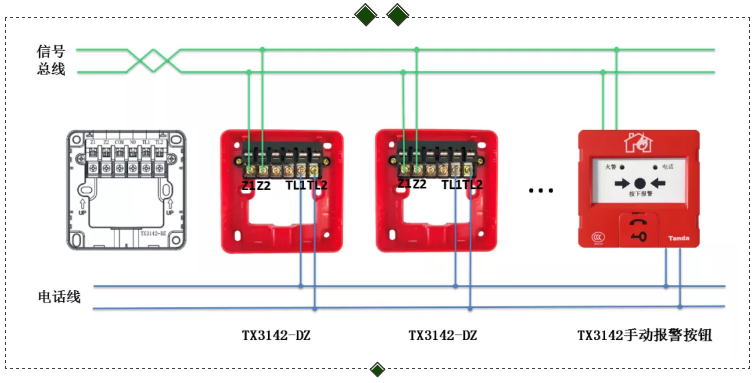 手動(dòng)報(bào)警按鈕接線(xiàn)